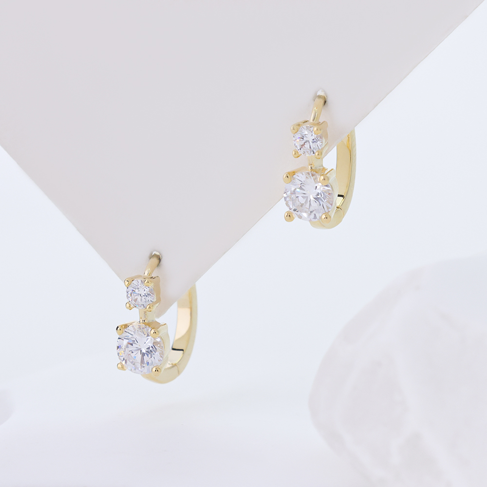 Planet Zircon Gold 925 Sterling Silver Earrings E11108