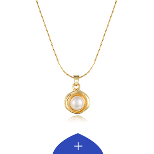 Classic Round Pearl Gold Pendant Necklace