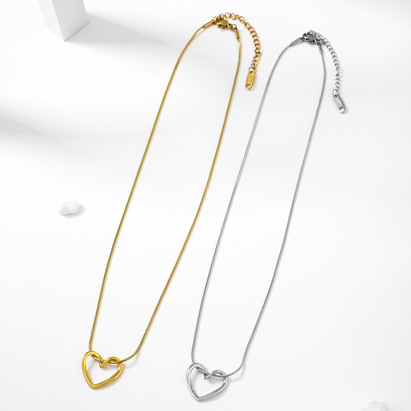 S925 Sterling Silver Plain Heart Necklace Gift For Ladies