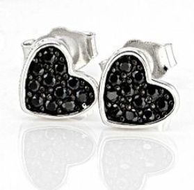 Unique Design Black Spinel 925 Silver Jewelry Rhodium Stud Earrings