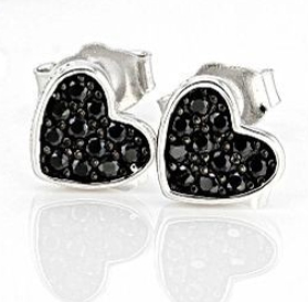 Unique Design Black Spinel 925 Silver Jewelry Rhodium Stud Earrings