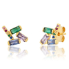 Rhinestone Stud 925 Silver Earrings Small Fancy Crystal Cluster Earrings for Women