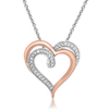 Two Tones Plated 925 Sterling Silver Heart Style Pendant Necklace Jewelry for Women