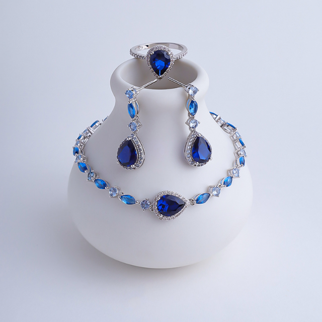 Women Silver Jewelry Set 5A CZ Rhodium 