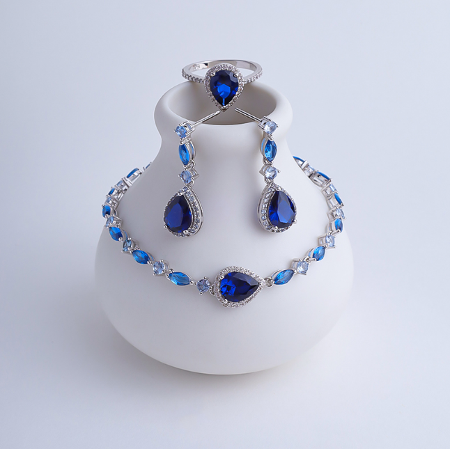 Women Silver Jewelry Set 5A CZ Rhodium 