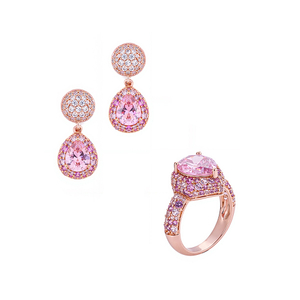 S925 Sterling Silver Teardrop Shape Zircon Jewelry Set For Ladies