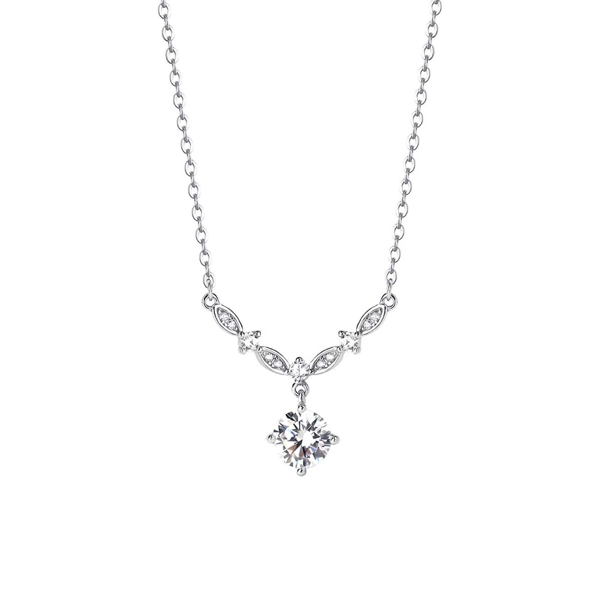 S925 Silver Zirconia Teardrop Necklace For Woman