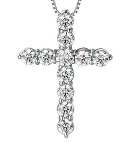 925 Silver Cross Necklace High Quality Polish Rhodium Plated