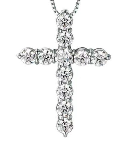 925 Silver Cross Necklace High Quality Polish Rhodium Plated