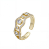 S925 Sterling Silver Gold Plated 5A Cz Adjustable Ring For Woman
