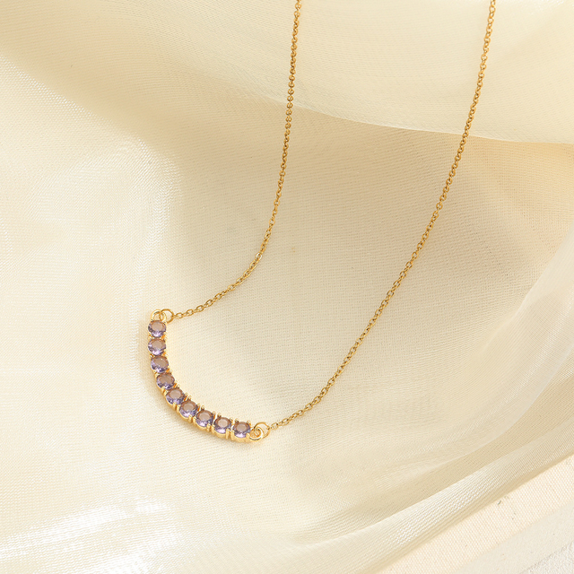 S999 Sterling Silver I-shaped Smile Gemstone Necklace For Woman