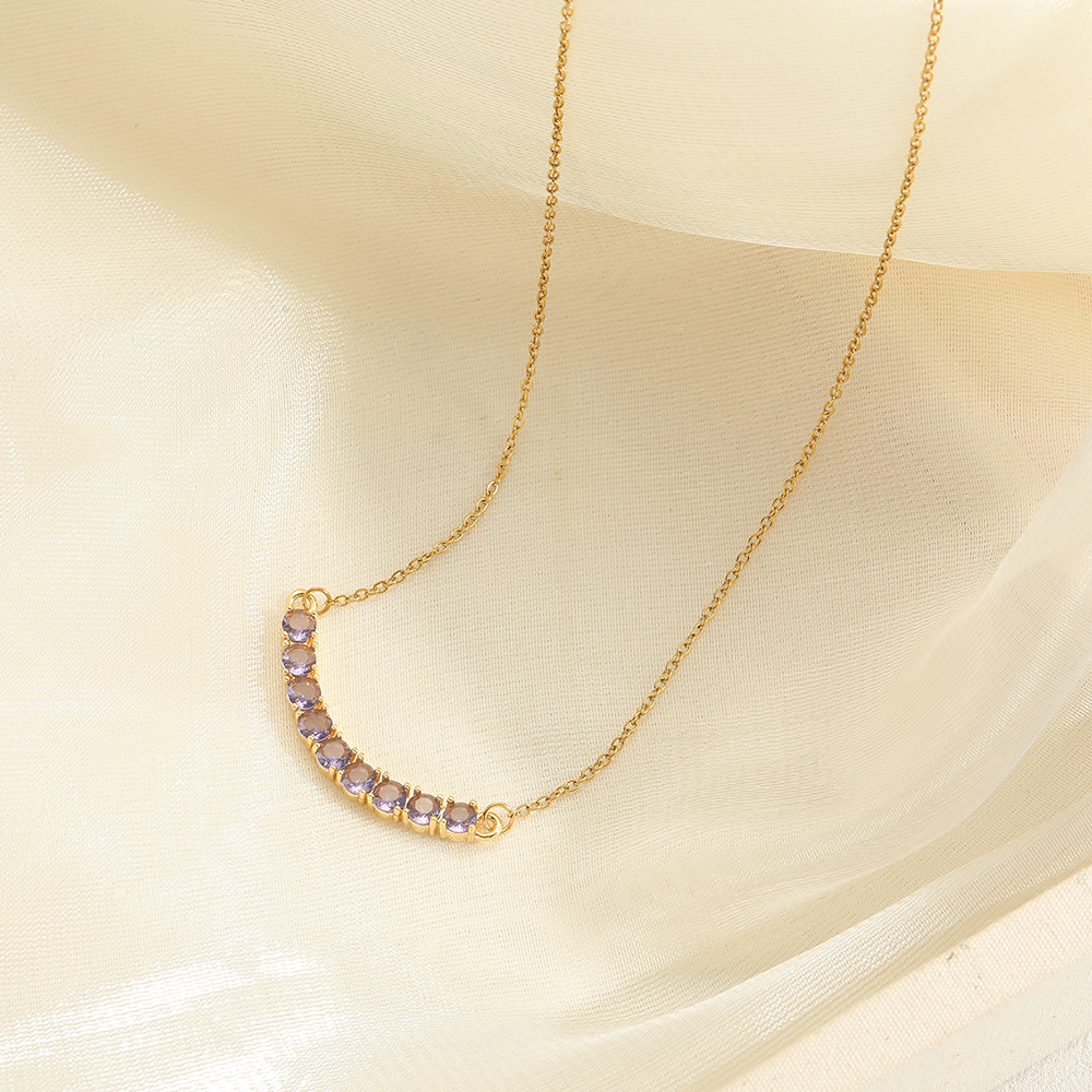 S999 Sterling Silver I-shaped Smile Gemstone Necklace For Woman