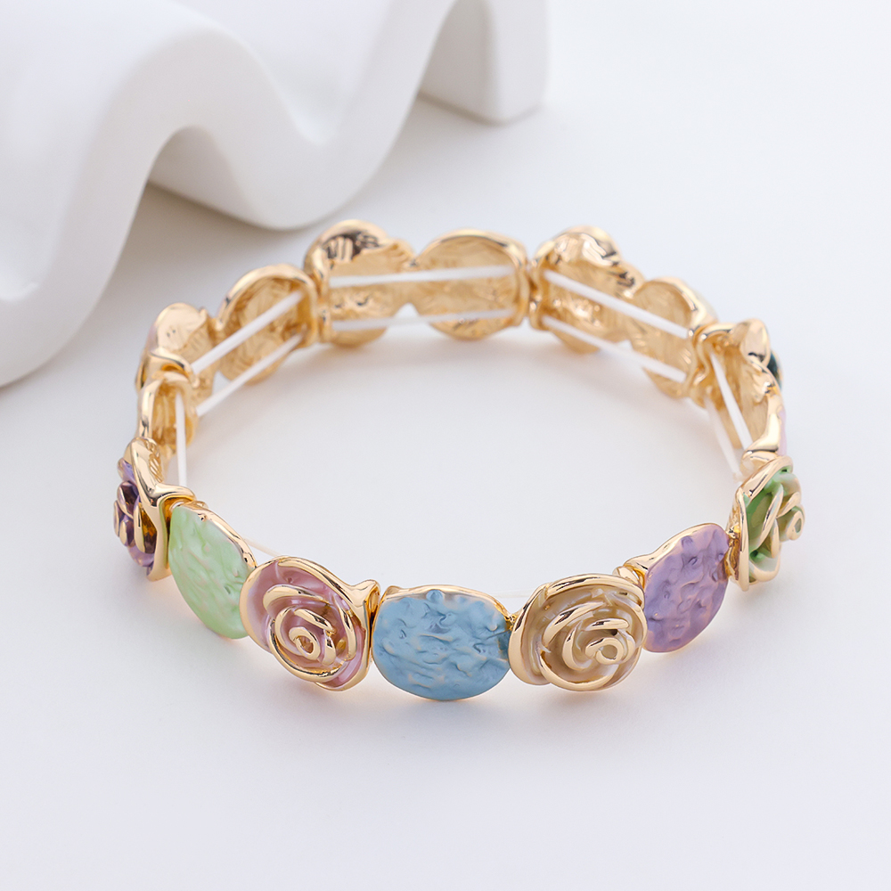 Sterling Silver Flower Paint Bracelet For Woman Gift New Design