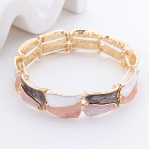 Colorful Printed Hinged S925 Silver Bangle Jewelry Spiral Enamel Adjustable Bracelet