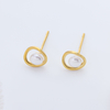 Gold Plated S925 Silver Twisted Hoop Pearl Stud Earrings – Minimalist Elegance for Everyday Wear