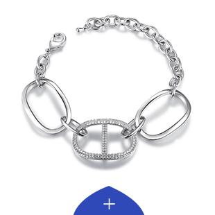 Modern Silver Oval Link Chain Bracelet