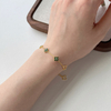 925 Silver Four Clover Leaf Colorful Cubic Zircon Bracelet for women 14K Yellow Gold 
