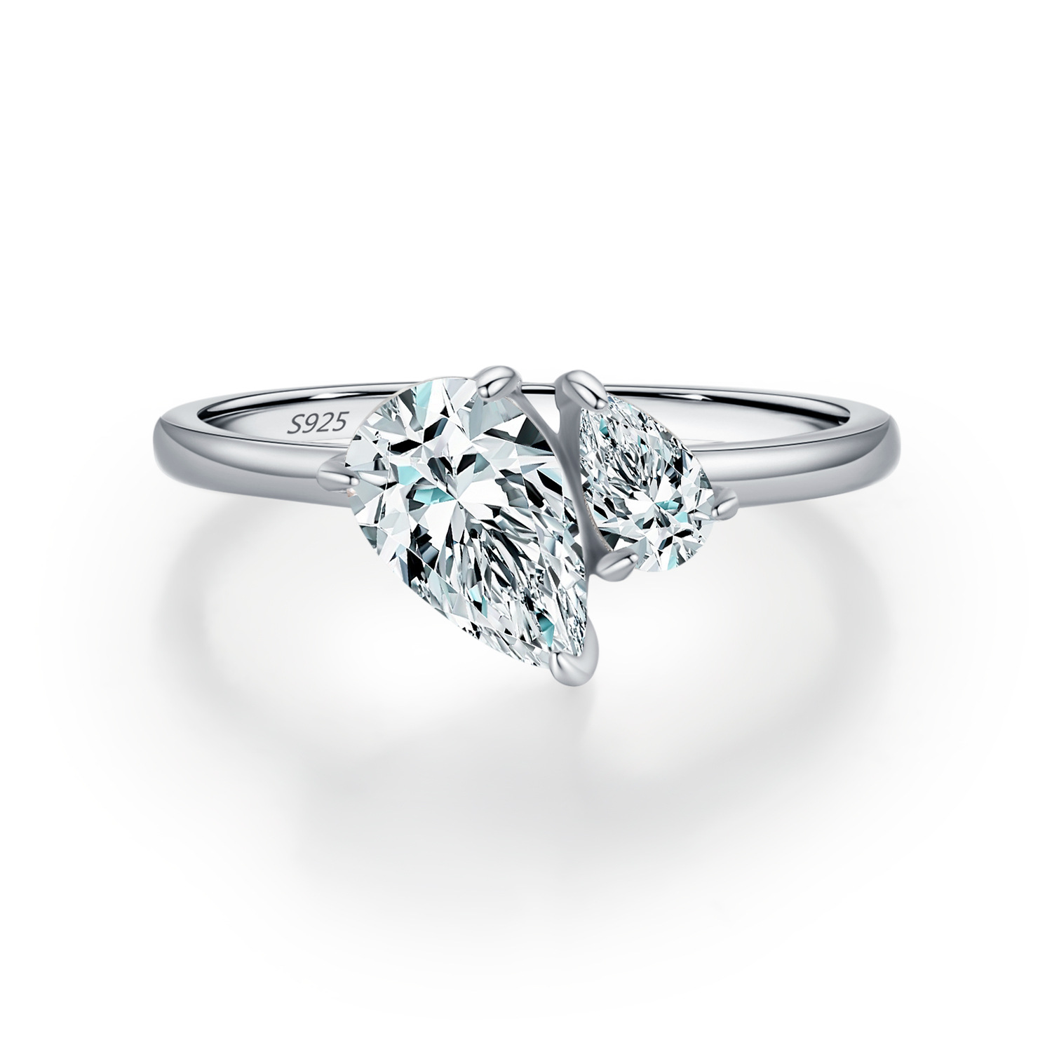 Fashion Rhodium 925 Silver Rings Simple Jewelry For Women Girl