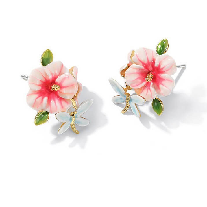 925 Sterling Silver Jewelry Colorful Enamel Flower Earrings 