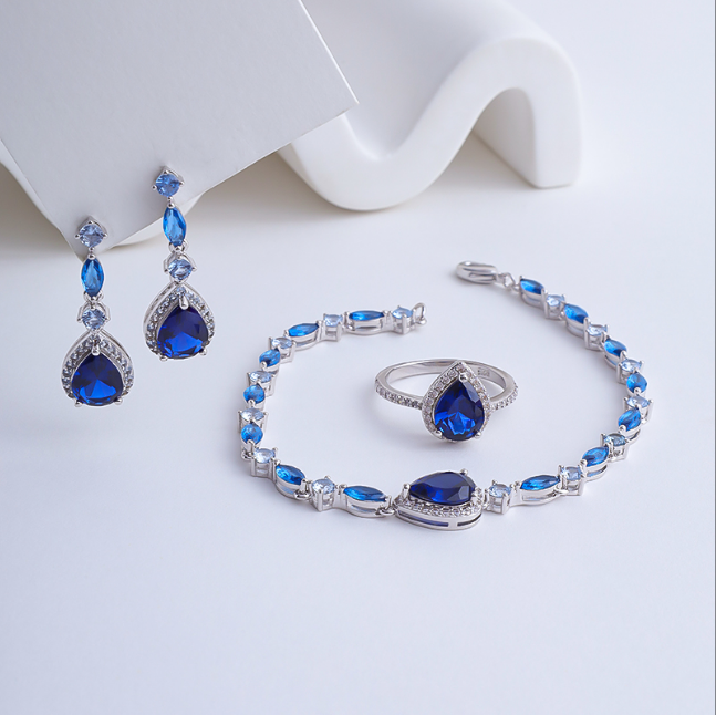 Women Silver Jewelry Set 5A CZ Rhodium 