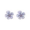 S925 Sterling Silver New Gradual Blue Crystal Flower Earrings