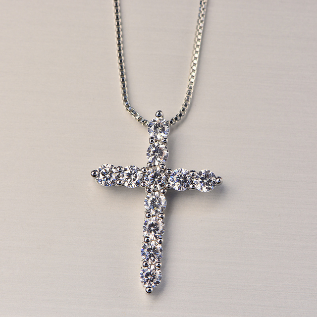 925 Silver Cross Necklace High Quality Polish Rhodium Plated