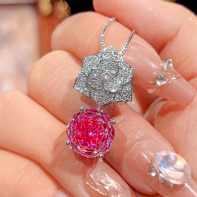 Round Cubic Zirconia Necklace and Earrings Set for Women, Daily Party Prom Wedding Jewelry Sets