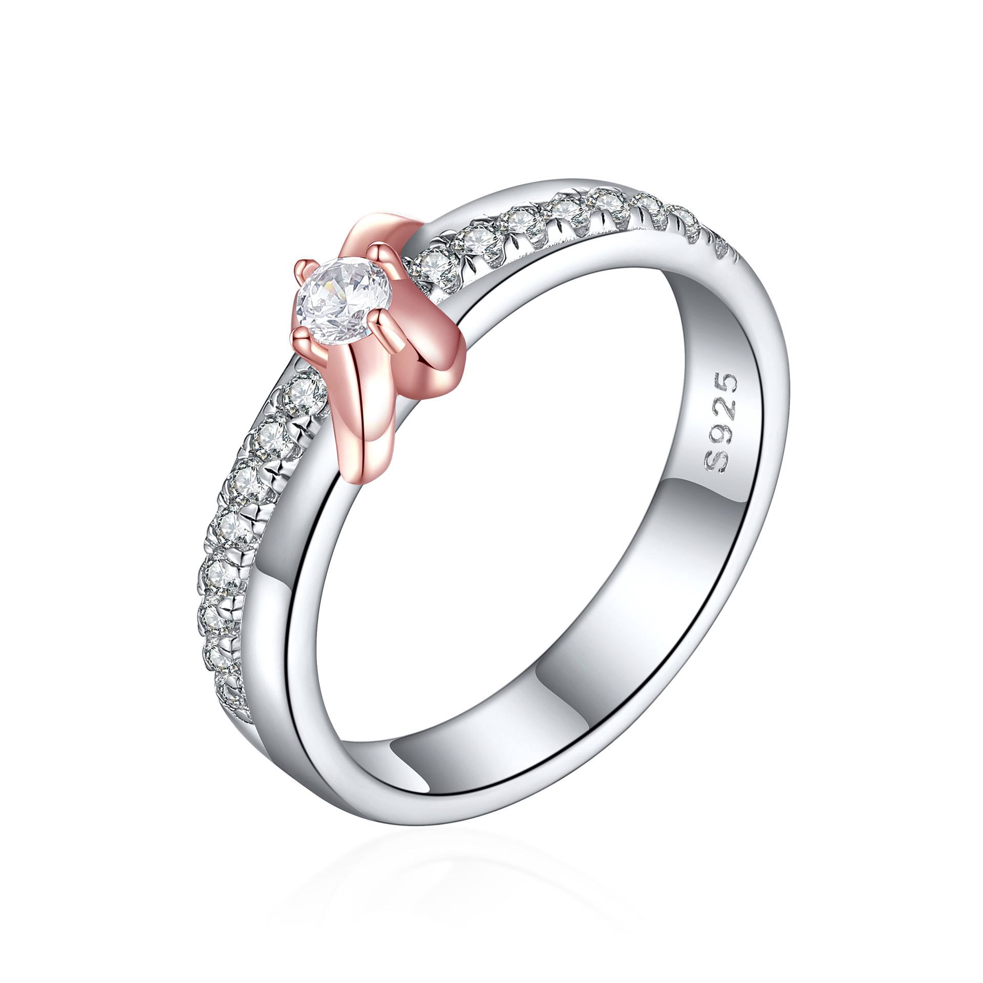 S925 Sterling SilverTwo-Tone Ring New Design Nickel Free