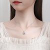 S925 Silver Blue White 5A CZ Snowflake Necklace For Woman Girl