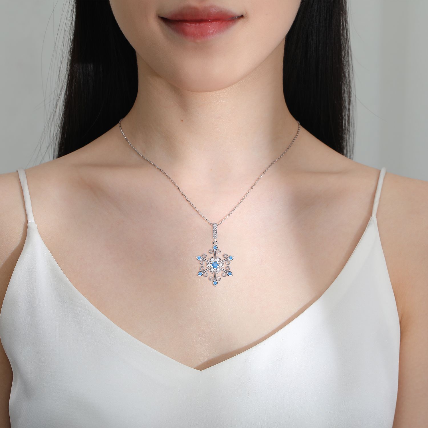 S925 Silver Blue Flash Zirconia Teardrop Necklace For Woman