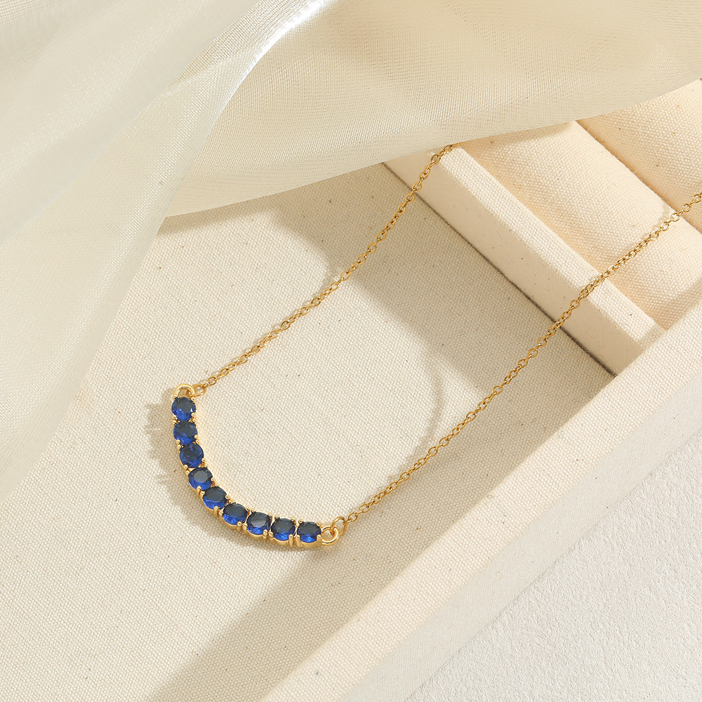 S999 Sterling Silver I-shaped Smile Gemstone Necklace For Woman