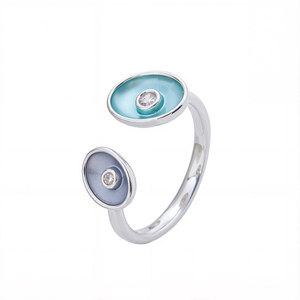 S925 Sterling Silver Enamel Open Ring For Woman