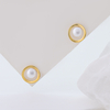 Gold Plated S925 Silver Twisted Hoop Pearl Stud Earrings – Minimalist Elegance for Everyday Wear