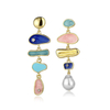 Unique Design Color Enamel 925 Silver Jewelry Earrings with 18K Gold Plating