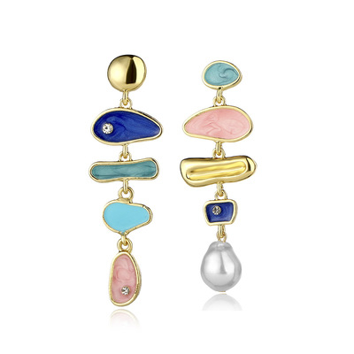 Unique Design Color Enamel 925 Silver Jewelry Earrings with 18K Gold Plating