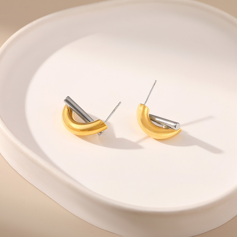 Sterling Silver Two-Tone Stud Earrings Fine Jewelry