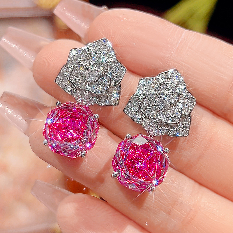 Round Cubic Zirconia Necklace and Earrings Set for Women, Daily Party Prom Wedding Jewelry Sets