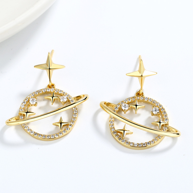 Planet Earrings Female S925 Sterling Silver Earrings Wholesale
