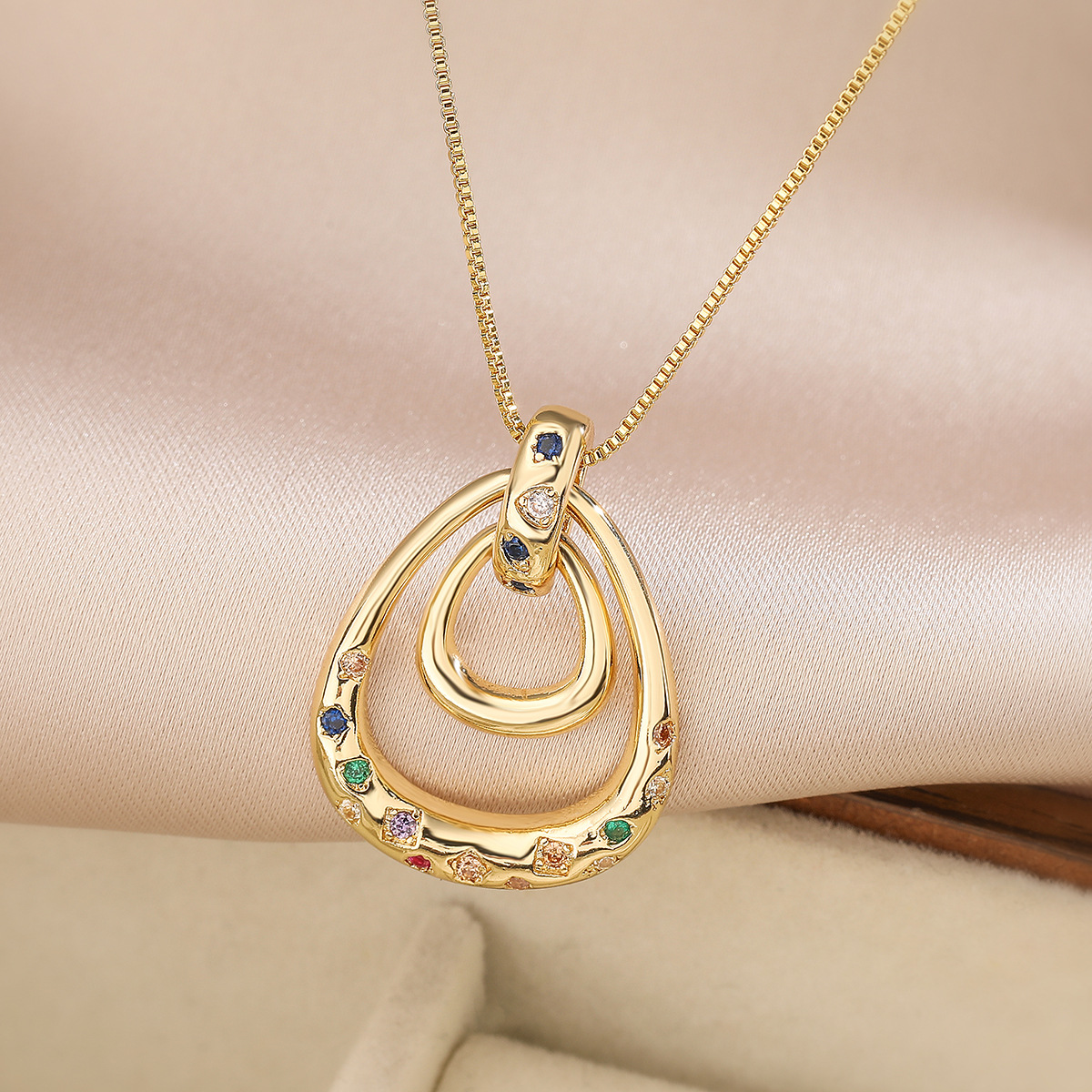 S925 Silver 18K Gold Plated Necklace Zircon Pendant For Woman