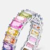 S925 silver ring with colored gemstones rainbow zircon ring for women