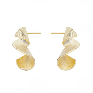 925 Sterling Silver Jewelry Plain Gold plated Spiral Earrings Nickel Free