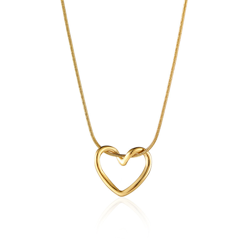 S925 Sterling Silver Plain Heart Necklace Gift For Ladies