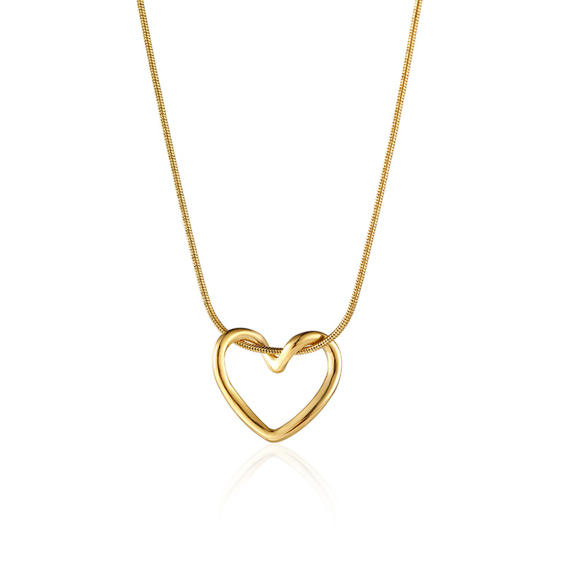 S925 Sterling Silver Plain Heart Necklace Gift For Ladies