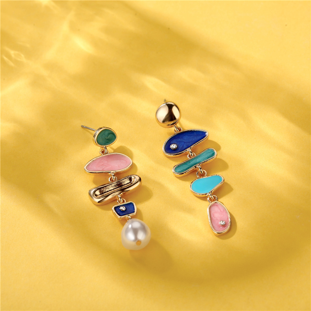 Unique Design Color Enamel 925 Silver Jewelry Earrings with 18K Gold Plating