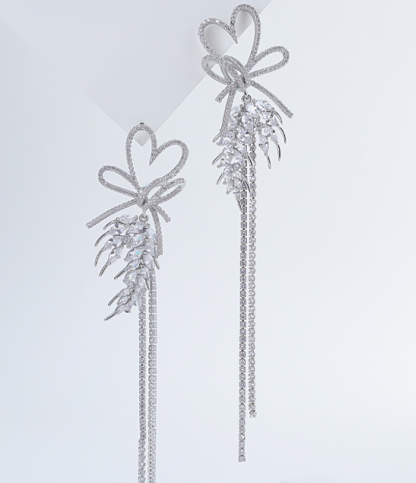 925 Silver Butterfly Tassel Earrings Wedding Earrings