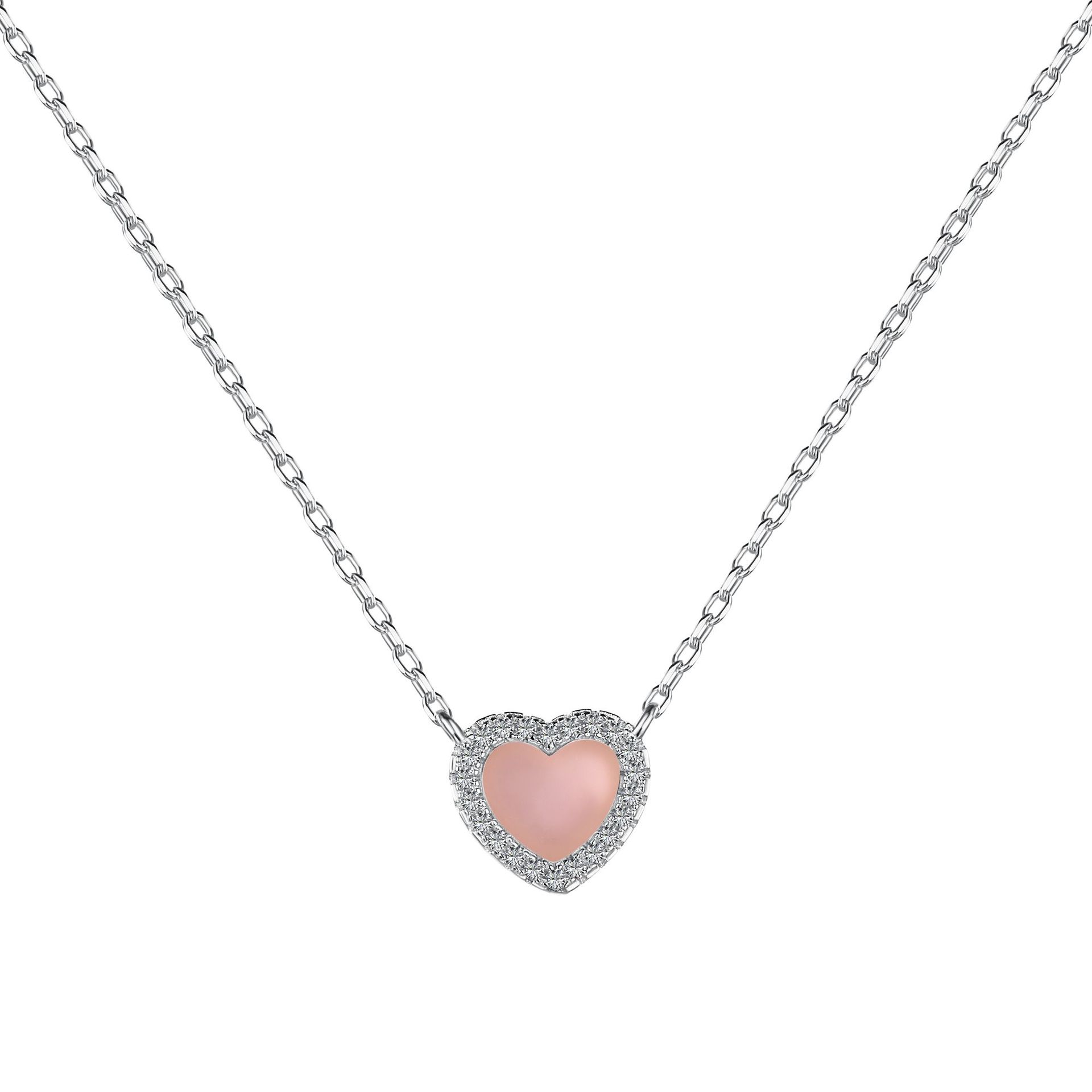S925 Sterling Silver Heart Zircon Jewelry Set For Ladies