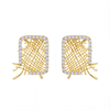 925 Silver Earrings Small Fancy 5A CZ Grid Stud Earrings for Women