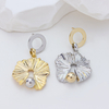 Fan-Shaped Pendant Earrings with Pearl - Gold & Silver Color Fashion Jewelry for Women, Dangle Drop Earrings with Textured Design