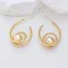 14K Gold Plated 925 Sterling Silver Posts Statement Spiral Stud Earrings for Women