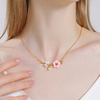 925 Sterling Silver Enamel Flower Adjustable Pendant Necklace for Women